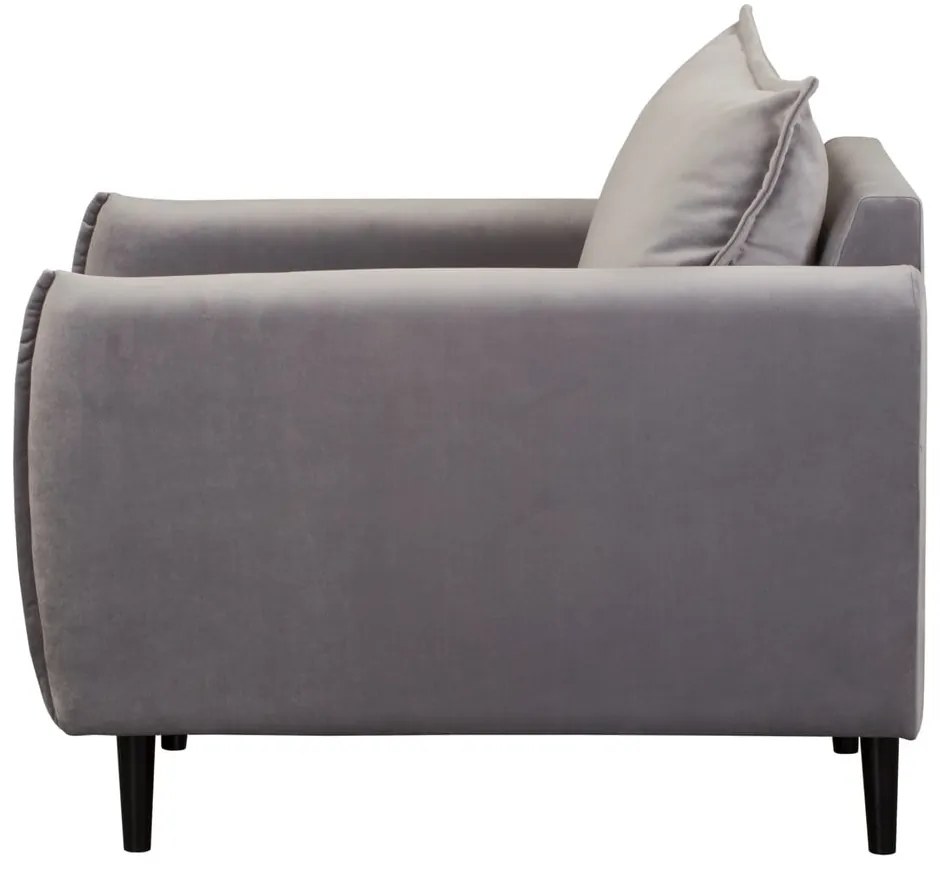 Fotoliu gri cu tapițerie din catifea Juli – Ropez