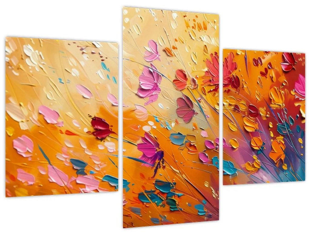 Tablou - Pictură flori colorate (90x60 cm)