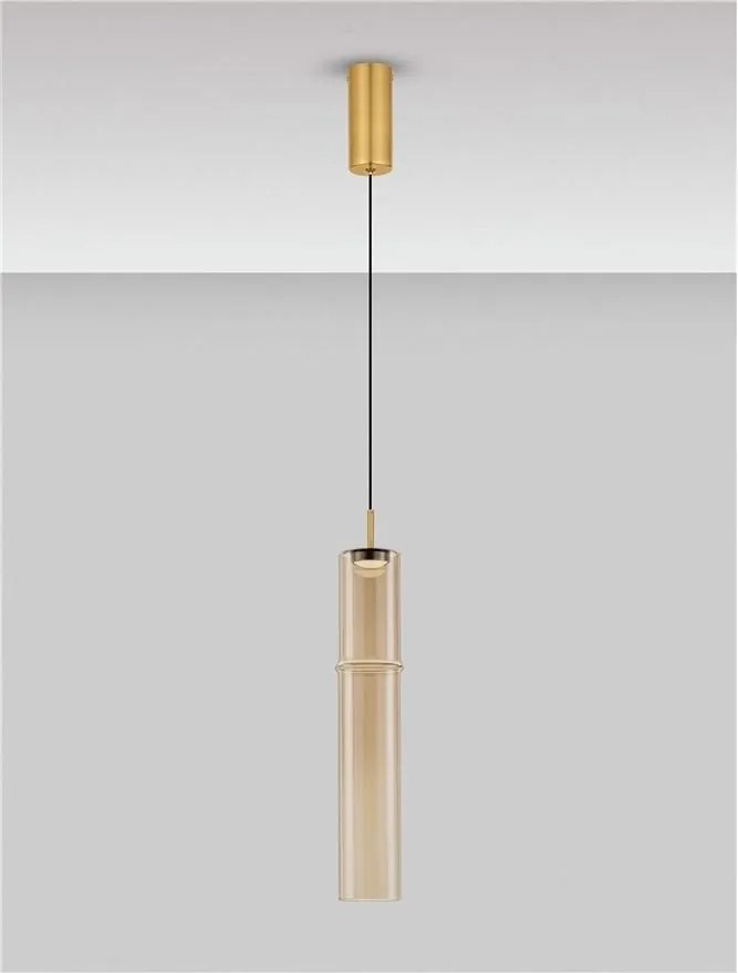 Pendul LED modern, Metal, Sticla, Cognac, SANO