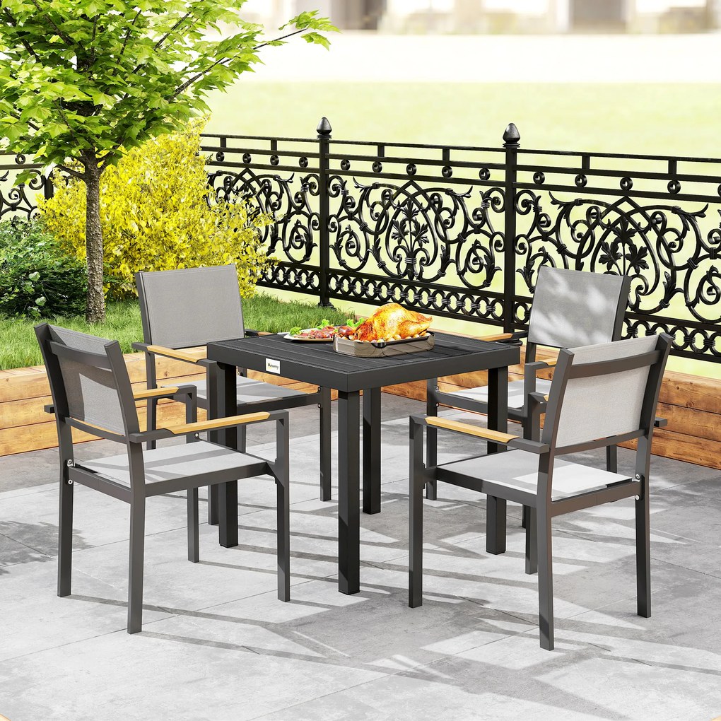 Outsunny Aluminum Outdoor Patio Dining Table for 4 for Garden Lawn Backyard, Natural | Aosom Romania