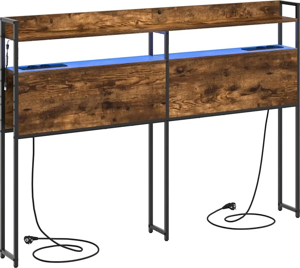 vidaXL Tăblie de depozitare cu raft Stejar afumat 150 cm Lemn compozit