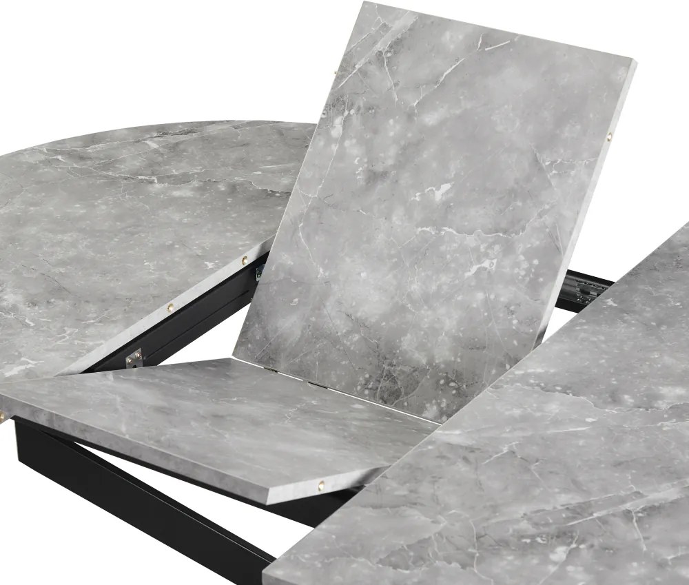 Masă extensibilă de dining, beton/neagră, 100x100-140x75 cm, ABERO TIP 1