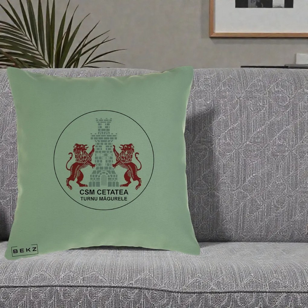 Perna Personalizata CSM Cetatea Turnu Magurele Fotbal, 40x40 cm, Verde, Husa Detasabila, Perna Inclusa, BEKZ®
