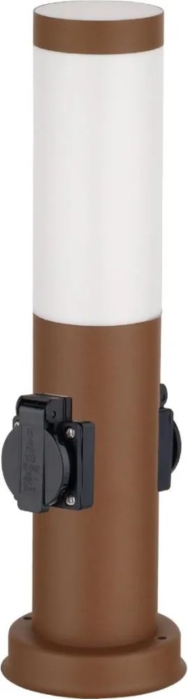 Brilagi - Lampă de exterior NOVA cu 2 prize SCHUKO, soclu 1x E27 (15W/230V), 40 cm, IP44, maro