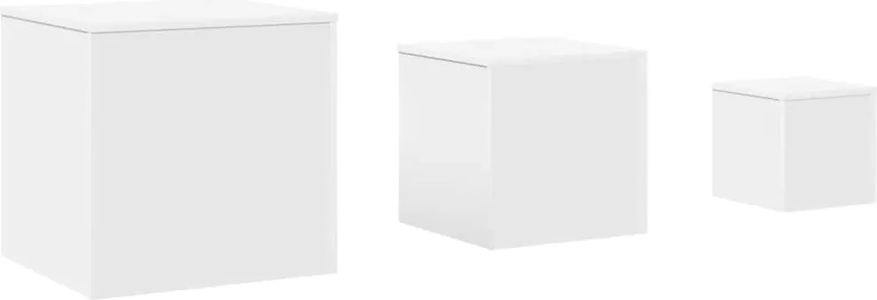 vidaXL Măsuțe laterale 3 buc., lemn stratificat alb