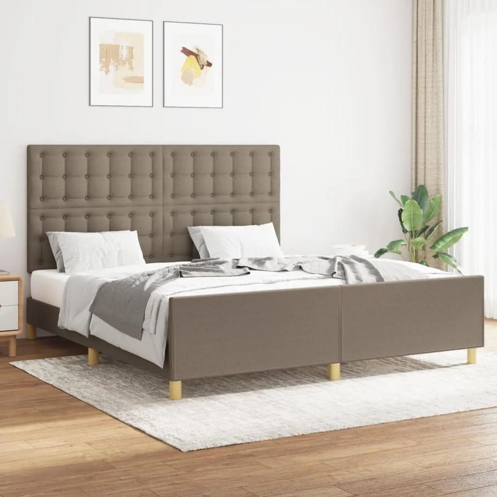 3125393 vidaXL Cadru de pat cu tăblie, gri taupe, 160x200 cm, textil