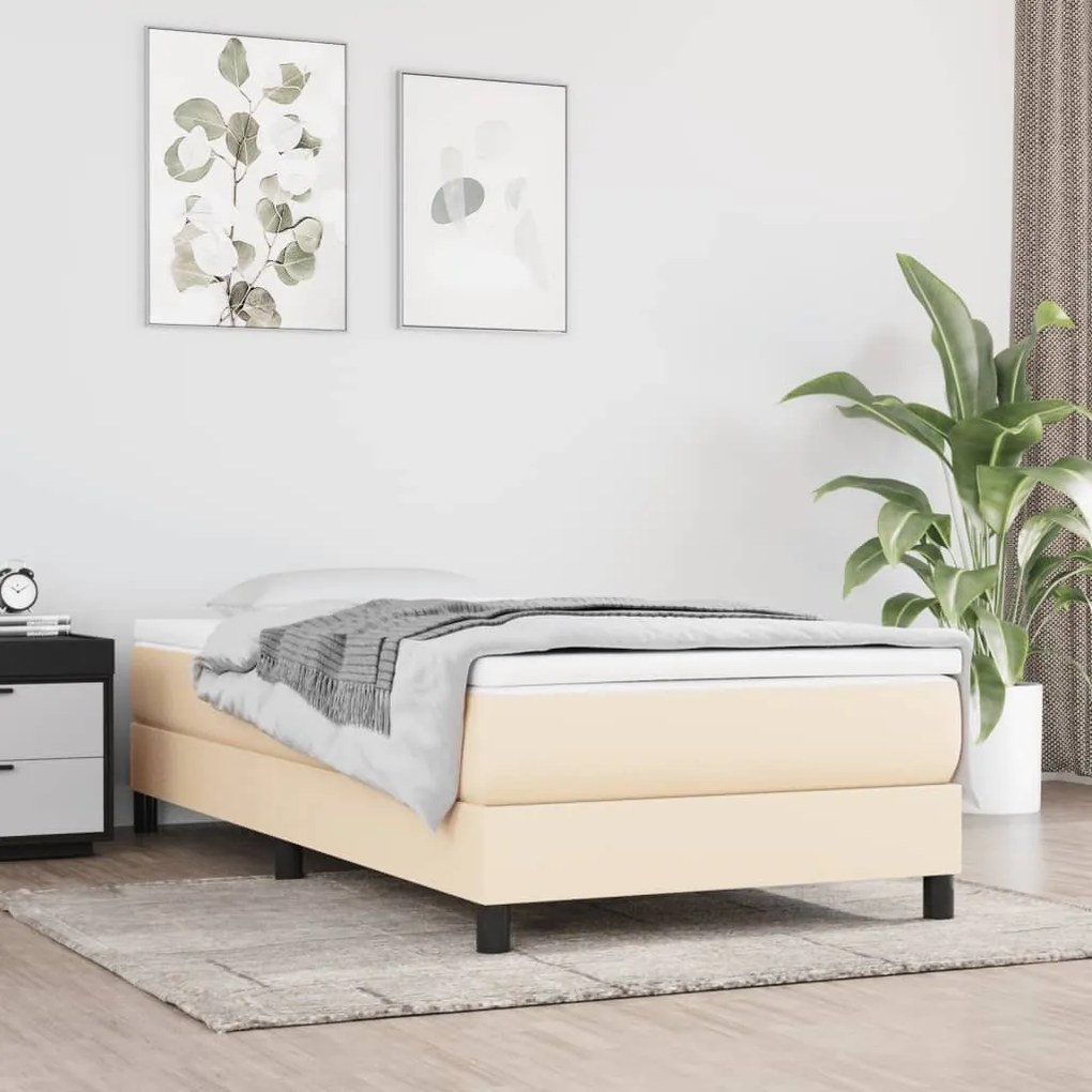 3120481 vidaXL Cadru de pat box spring, crem, 90x190 cm, textil