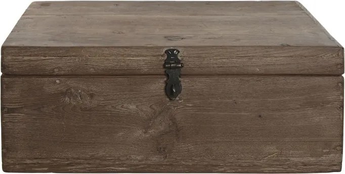 Cufăr decorativ din lemn masiv cu feronerie din metal negru, 46×31×31 cm, „Chest"