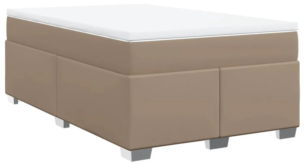 3285208 vidaXL Pat box spring cu saltea, cappuccino, 120x200cm piele ecologică