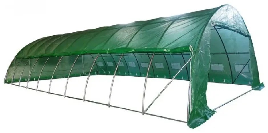 Solar de grădină, 5x14 m, 70 m², cadru din oțel, țeavă galvanizată, folie PE armată, 24 ferestre rulante, rezistent la UV, impermeabil, Verde, GH514,