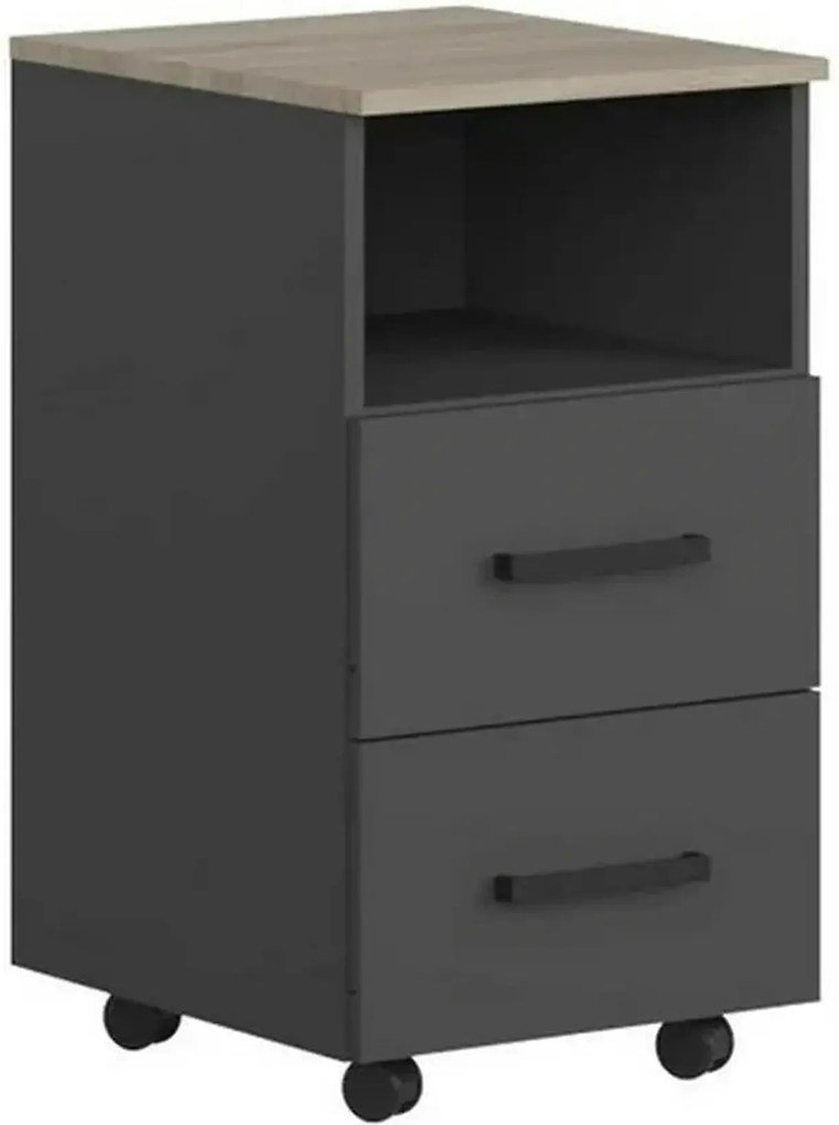 Comoda birou OFFICE NEW, gri antracit/stejar sonoma, PAL, 41x45x73 cm