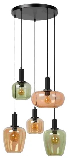 Lustră pe cablu Lucide 45408/15/99 ILONA 5xE27/40W/230V negru/bej