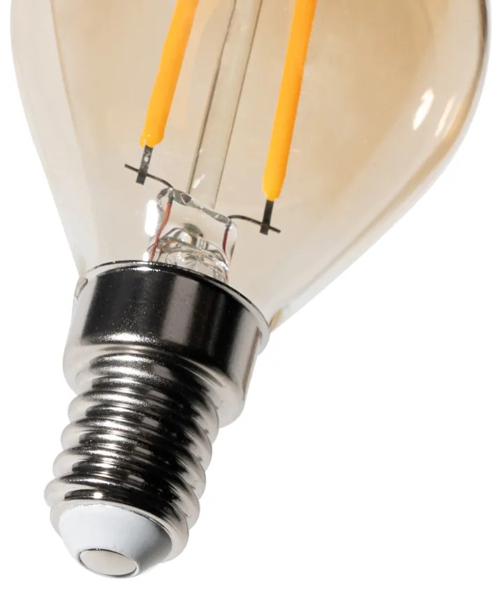 Set van 5 E14 dimbare LED lampen P45 goud 3W 250 lm 2200K