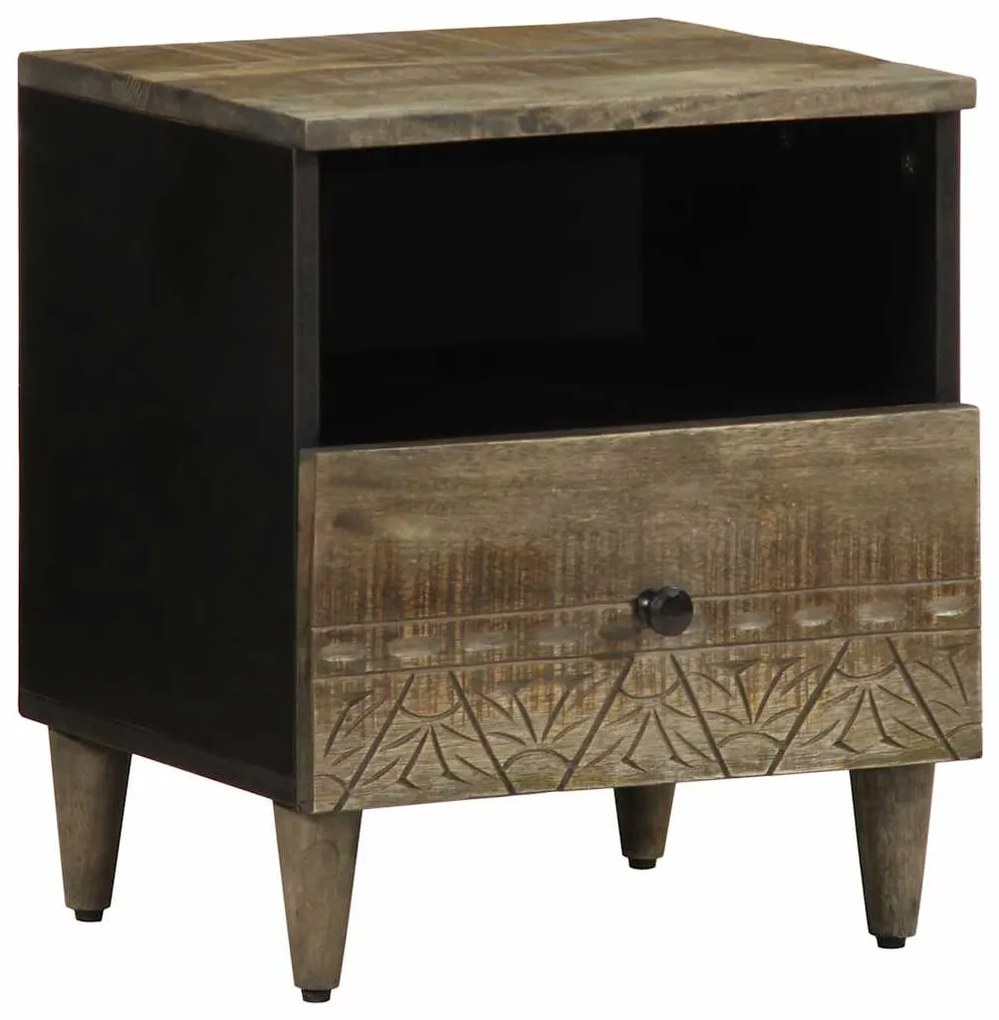vidaXL Noptiera gri deschis 40x33x46 cm lemn masiv de mango