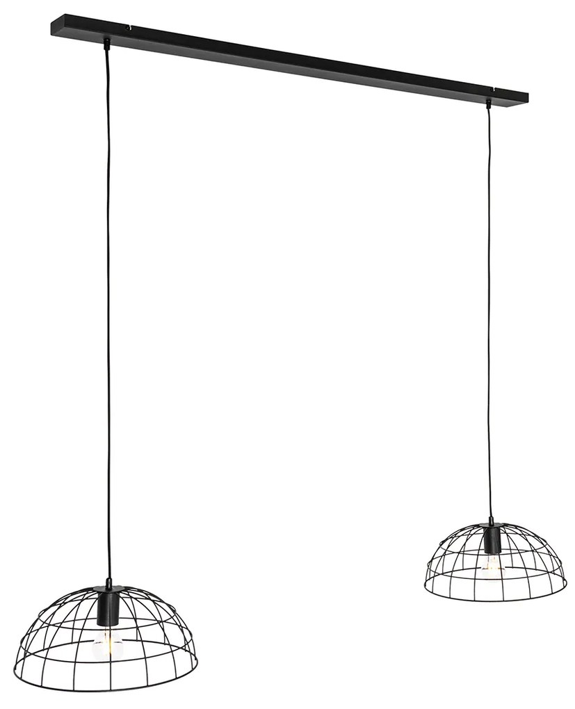 Lampă suspendată industrială neagră cu 2 lumini - Hanze