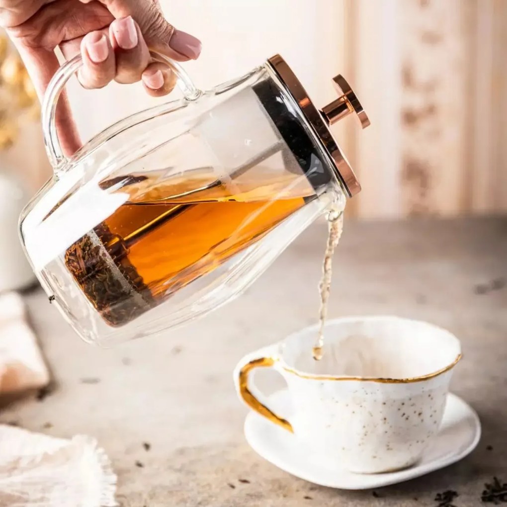 Infuzor pentru cafea/ceai, sticlă, culoare cupru, 0,35L Klausberg KB7721, cu perete dublu