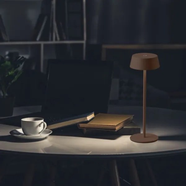 Lampă LED de birou, exterior, reglabilă, tactilă, reîncărcabilă, 2W, IP54, maro