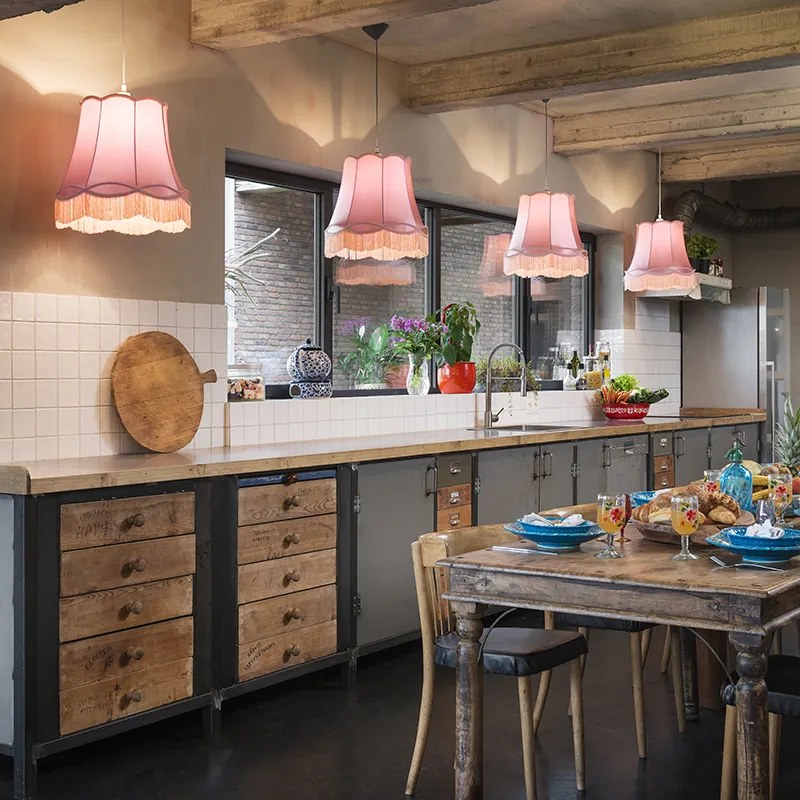 Set de 4 lămpi suspendate retro roz 45 cm - Granny