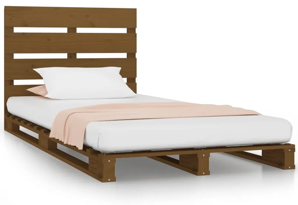 3120160 vidaXL Cadru pat mic Single 2FT6 maro miere 75x190 cm lemn masiv pin