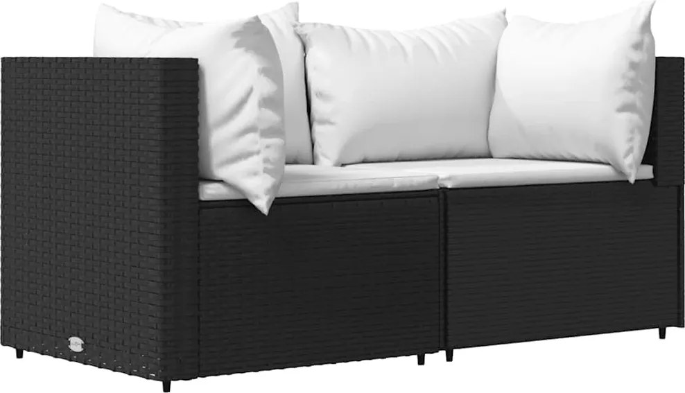 vidaXL Canapele de colț de grădină cu perne 2 buc. negru poliratan