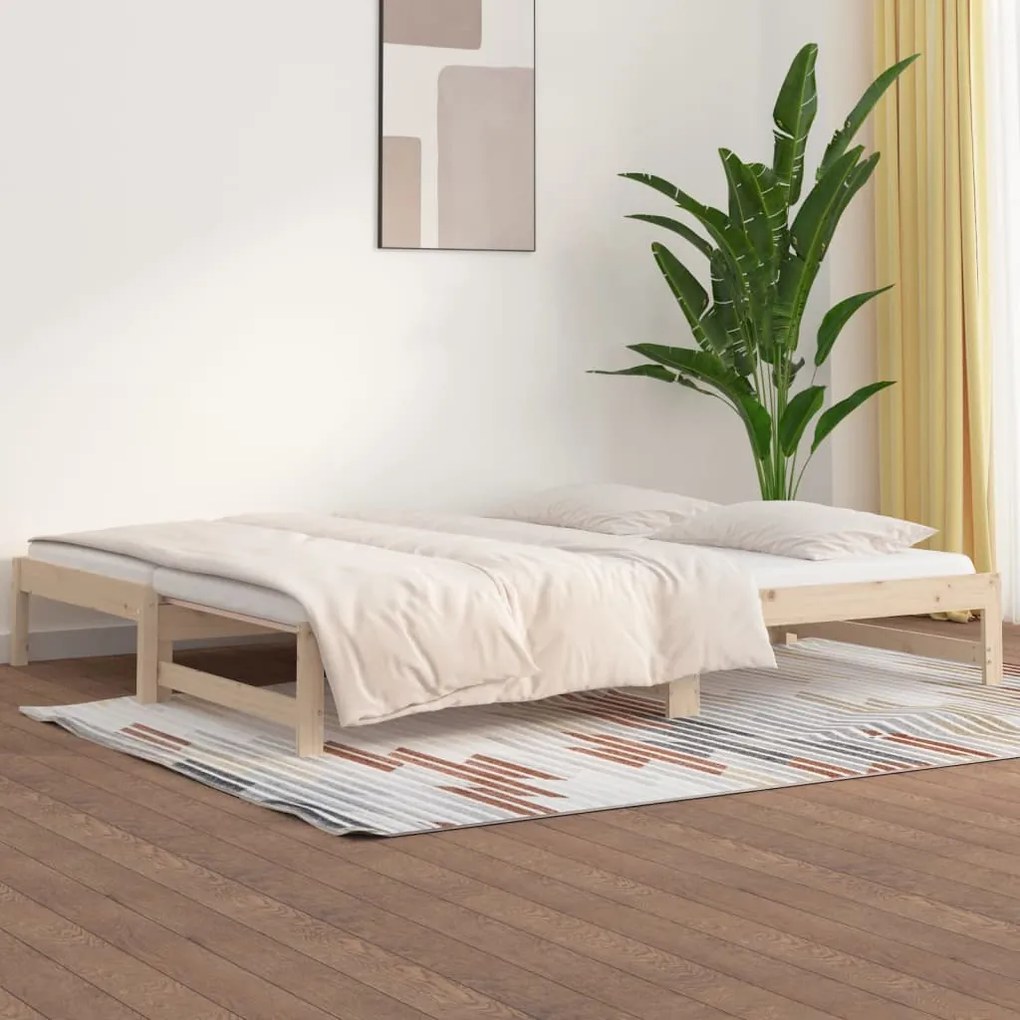832653 vidaXL Pat de zi extensibil, 2x(90x190) cm, lemn masiv de pin