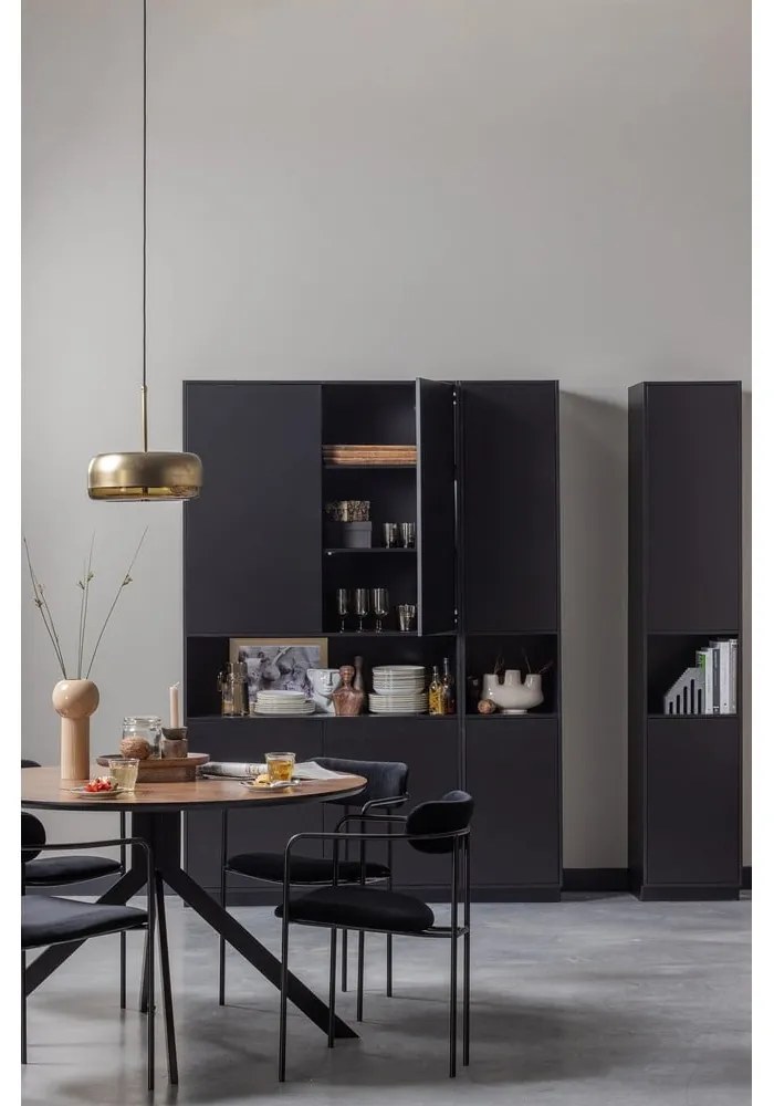 Bibliotecă modulară neagră din lemn masiv de pin 200x210 cm Finca – WOOOD