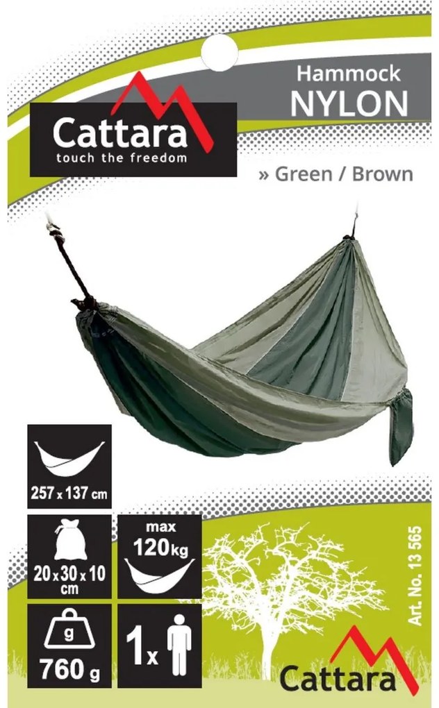 Cattara Hamac leagan cu agatare Nylon verde, 275 x 137 cm