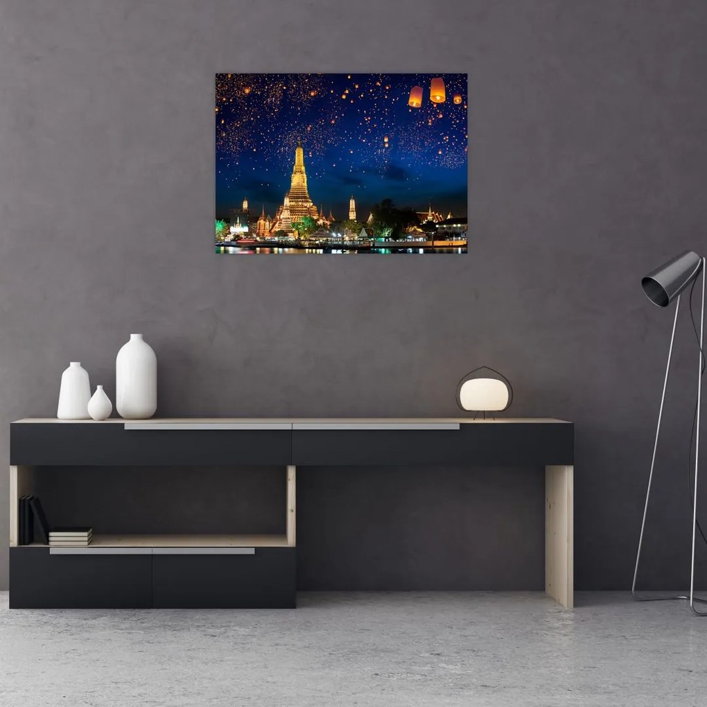 Tablou pe sticlă - Lampioane norocului, Bangkok (70x50 cm)