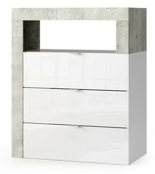 Dulap coloana mediu LC Mobili Italia Hamburg finisaj alb lucios/gri beton 64x78 cm