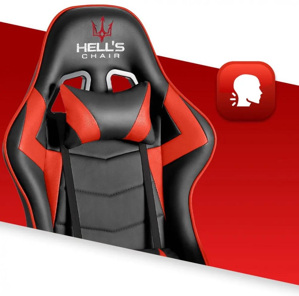 Scaun de gaming HC-1007 negru cu detalii roșii