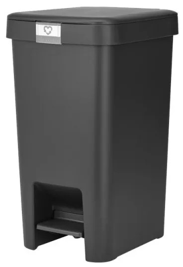 Coș cu pedală Brabantia StepUp 1008479, 16 L, Materiale ecologice, Deschidere mare, Gri închis