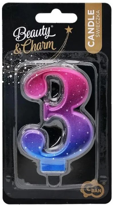 Numere Night Sky Metallic Lumânare colorată cifra 3