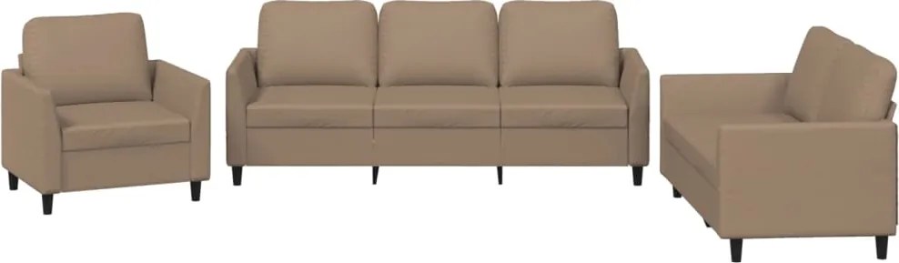 vidaXL Set de canapele cu perne, 3 piese, cappuccino, piele ecologică