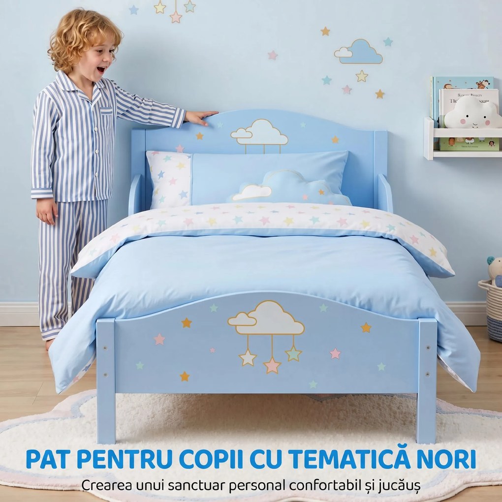 AIYAPLAY Pat Montessori pentru Copii 3-6 Ani Model Nor pentru Camera Copilului, 146 x 76,5 cm, Albastru | Aosom Romania