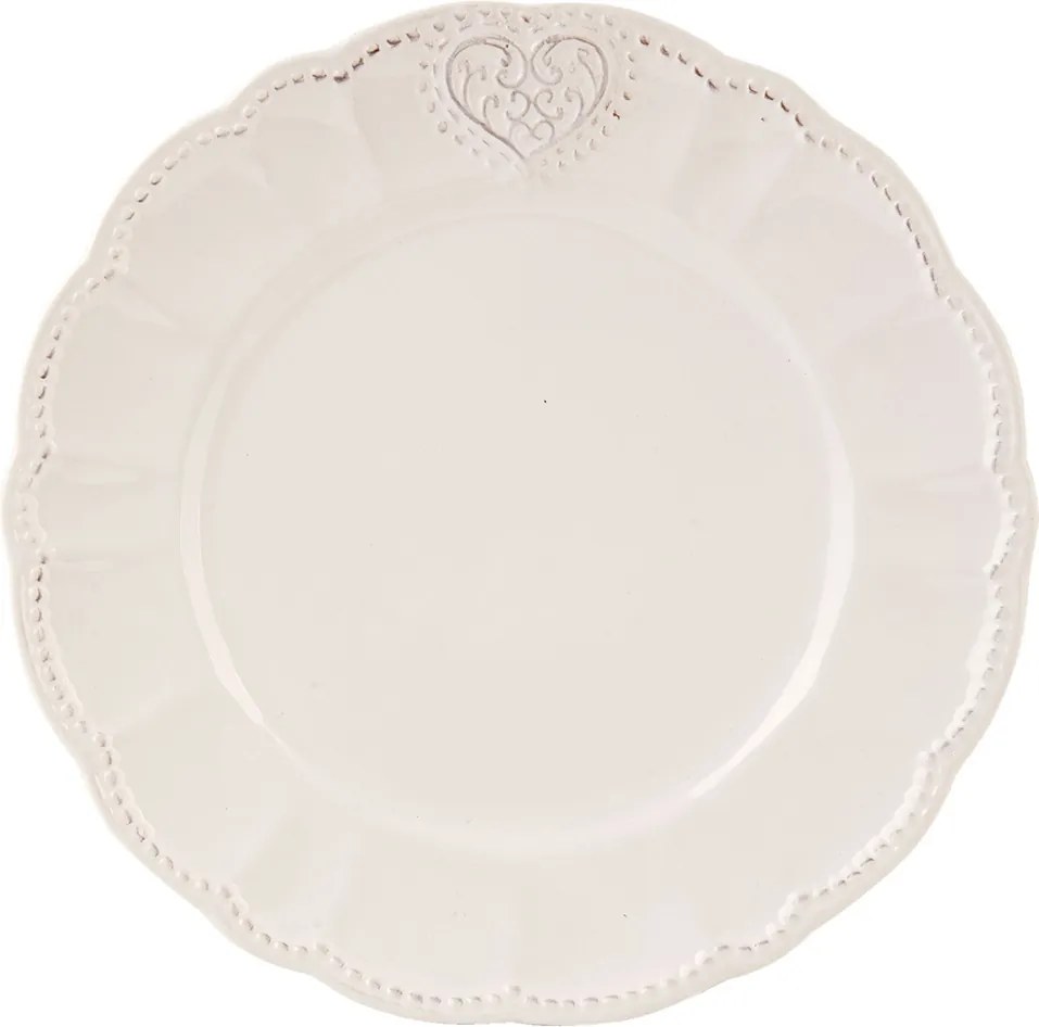 Farfurie bej, din ceramica, Ø 21 cm, Heart