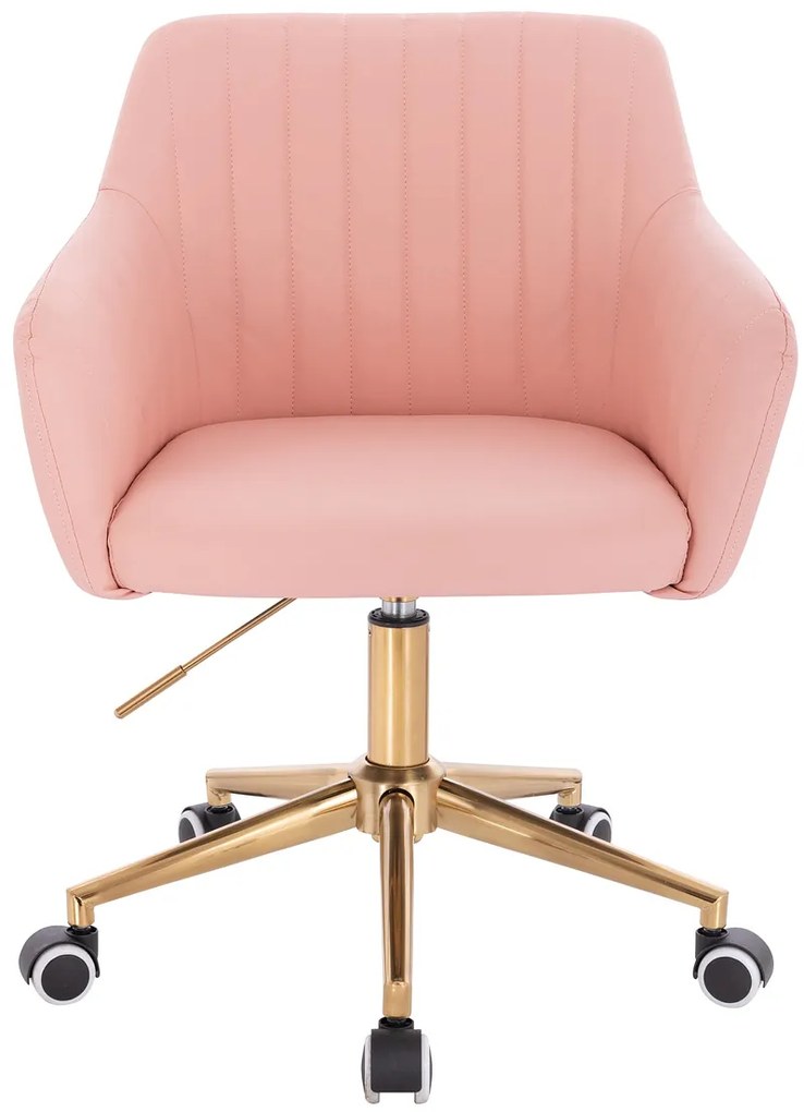 HC190K Scaun Roz din Piele Ecologica cu Bază Aurie