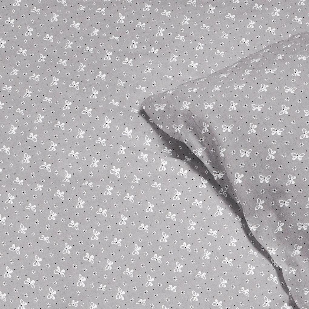 Goldea lenjerie de pat din 100% bumbac - fluturași pe gri 140 x 200 și 50 x 70 cm