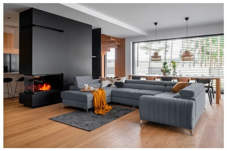 Colțar albastru extensibil/cu spațiu de depozitare (cu colț pe partea stângă/în formă de "U") Louis – ELTAP