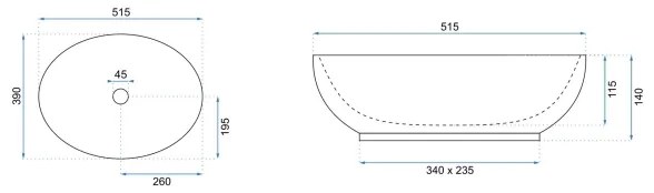 REA-U8198 - Lavoar CAROLA SLIM 39 x 51,5 cm pentru blat, ceramică, alb lucios