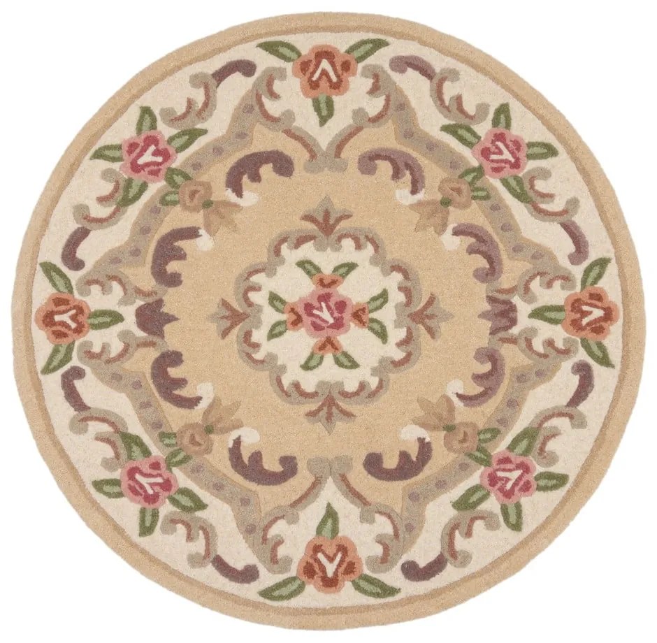 Covor din lână Flair Rugs Aubusson, ⌀ 120 cm, bej