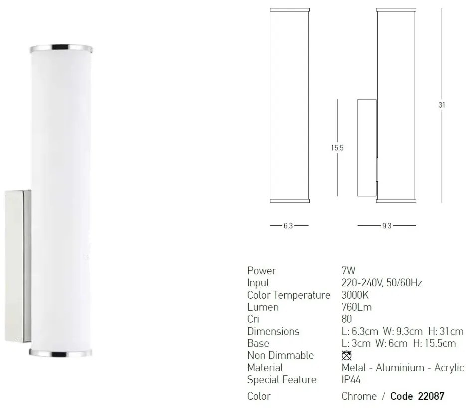 Aplica LED pentru baie stil minimalist Cleo