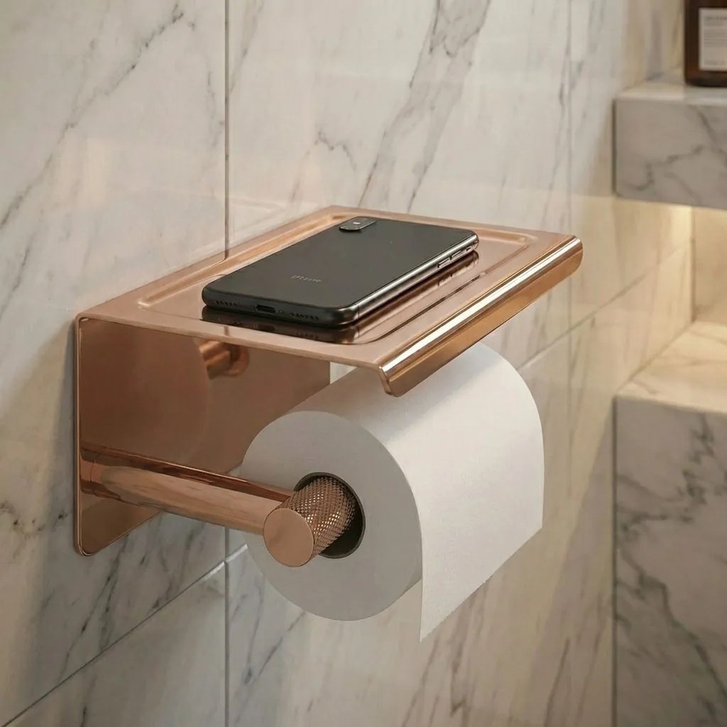 Suport pentru hârtie igienică cu poliță 6613 Modern Copper