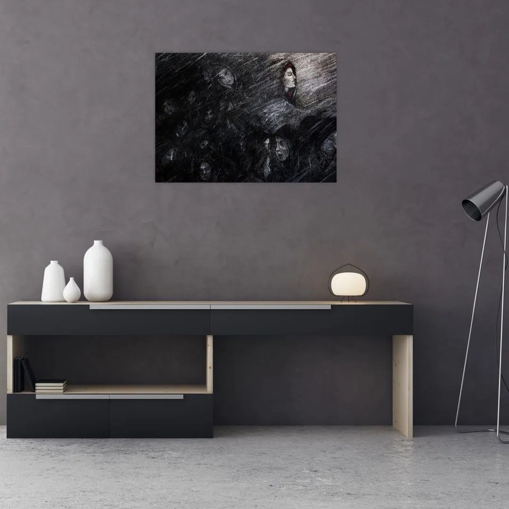 Tablou pe sticlă - Tristețe și renunțare (70x50 cm)