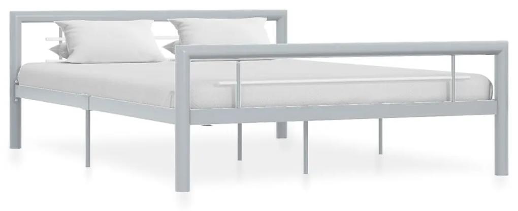 284558 vidaXL Cadru de pat, gri și alb, 120 x 200 cm, metal