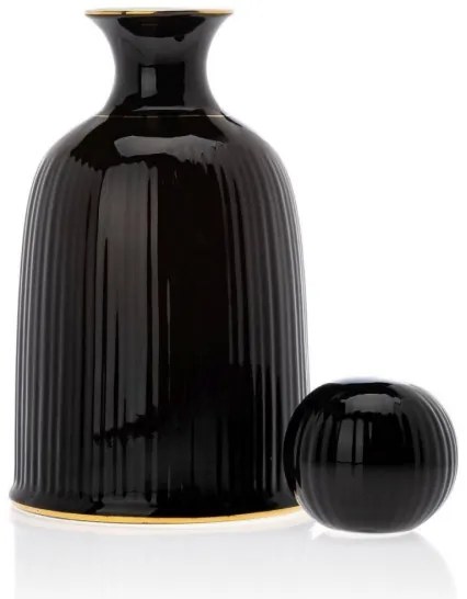 Set ceramic cești cu carafă și tavă KENDI negru