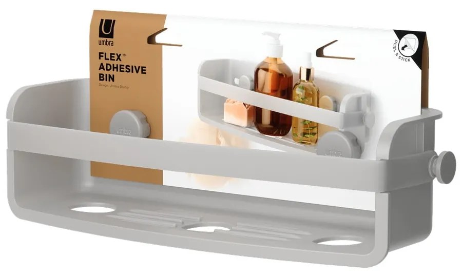 Raft pentru baie gri autoadeziv din plastic reciclat Flex Adhesive – Umbra