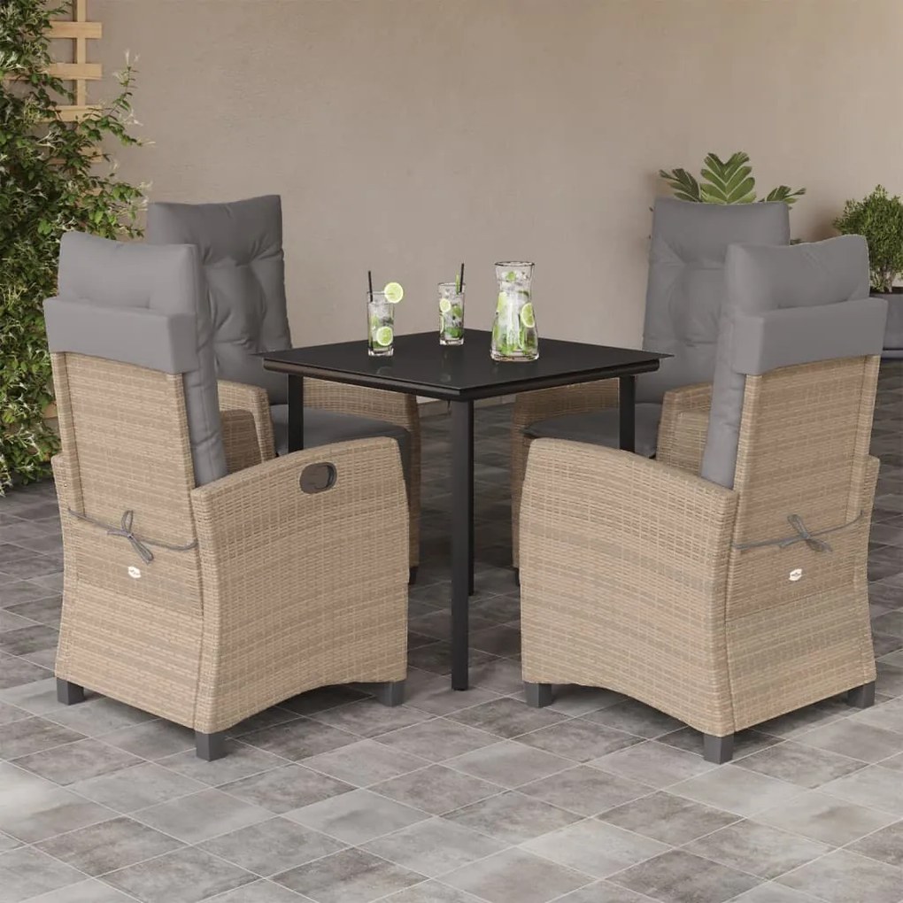vidaXL Set mobilier pentru grădină, 5 piese, cu perne, bej, poliratan