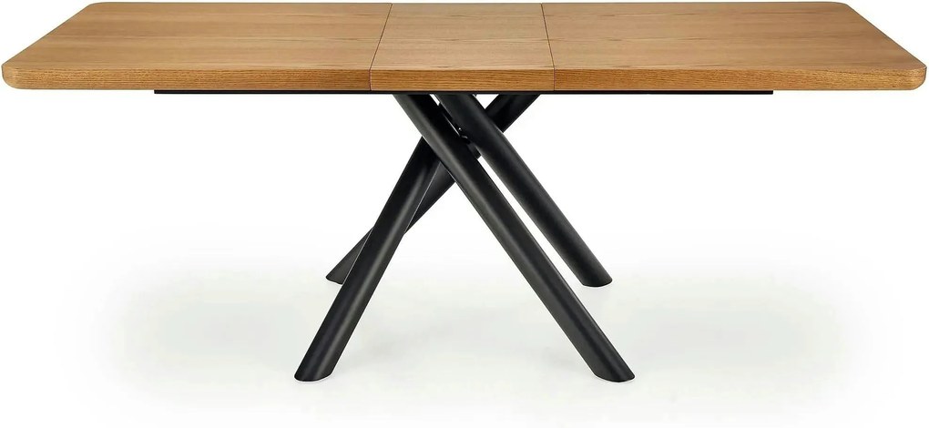 Masa mare living DERRICK, stejar natural/negru, 160/200x90x75 cm