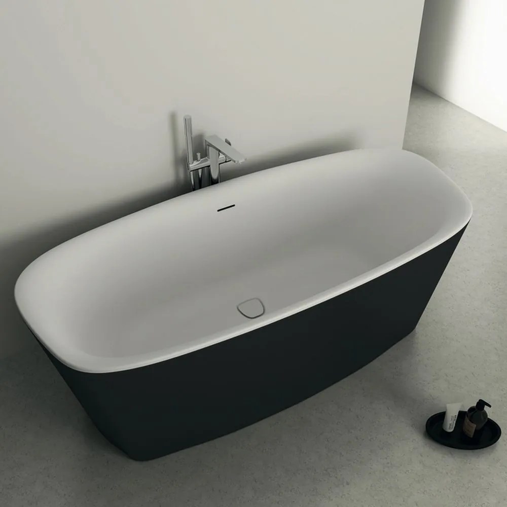 Cada freestanding 170x75 cm, alb mat negru mat