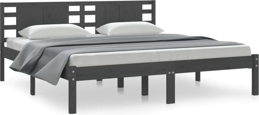 vidaXL Cadru de pat, gri, 200x200 cm, lemn masiv de pin